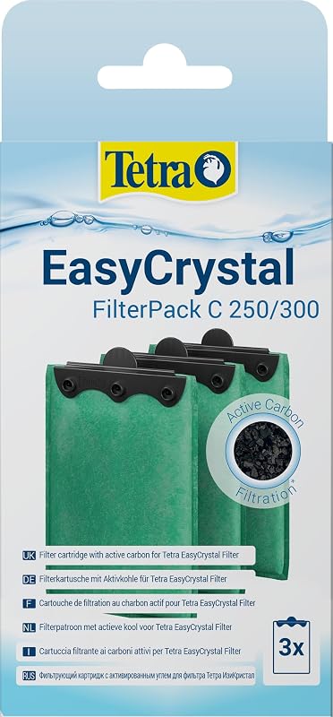 Tetra EasyCrystal Filter Pack C250/300 Filtermaterial mit Aktiv-Kohle, Filterpads fĂĽr EasyCrystal Innenfilter, geeignet fĂĽr Aquarien von 15-60 Liter, 3 StĂĽck, grĂĽn