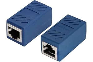 AAOTOKK RJ45 Accoppiatore,Adattatore Estensione Ethernet RJ45 Femmina a Femmina di Rete in Linea,Connettore LAN Connettori di Rete in Linea per Cavo Ethernet Cat5 Cat5e Cat6 Cat6e(Blu-2 Pezzi)