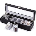 Boîte à Montres En Cuir PU Noir 12 Emplacements - Présentoir Luxe Avec Coussins