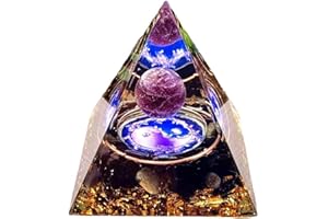 ycyingcheng Ogan Pyramid, Obsidian Amethyst Energy Natural Protection Stone, Taichi Negative Energy Remover Blessing Home Office Fengshui Ornaments Decoration, Pyramid Ogan Crystal Energy Tower, 6CM
