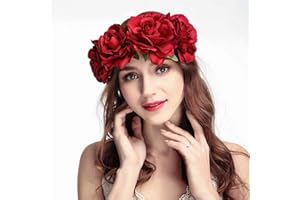 CHSEEO Frauen Mädchen Braut Rosen Blumen Kranz Krone Haarband Floral Girlande Stirnband Kopfstück Kopfschmuck zum Festival Boho Hippie Hochzeit Parteien #3