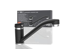 EISL SPEED NI182SCR-B Rubinetto lavello cucina, miscelatore cucina girevole a 360°, ideale per il doppio utilizzo con una sola mano, rubinetto cucina, nero/cromo