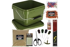 GENERIC Complete Carp Bait & Tackle Set with 5L Bucket – Includes Groundbait, Boilies, Liquids, Rigs, PVA Bags & Essential Tools for Fishing