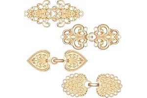 SPETNGSAKE 4 Stück Clips für Kleidung Vintage,Cardigan Clip Metall Strick,Brosche Gold für Kleidung,Pullover Swirl Clip Gold Vintage,Schalkragen Verschluss Kleid Hemd Knopf Clip für Mädchen Frauen