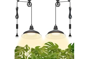 TOPDIRECT Lampe Horticole LED 18W Pour Plantes Intérieur,Lampes De Croissance Horticoles,Kit Complet avec Abat-Jour, Poulie Réglable et Cordon 5.0M,Horticole à Spectre Complet Pour Jardin, Serre (Deux Noirs)