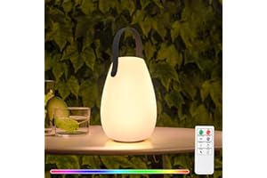 NiceBuy Lampe De Table Sans Fil Rechargeable USB Exterieur,8 Couleurs Dimmable LED Sans Fil Avec TéLéCommande,IP44 éTanche Pour Jardin ExtéRieur Restaurant Patio (Style D)