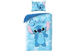 HALANTEX Disney LILO e STITCH - Juego de cama con funda nórdica individual reversible de 140 x 200 cm y funda de almohada de 70 x 90 cm – Multicolor – 100% algodón OEKO-TEX