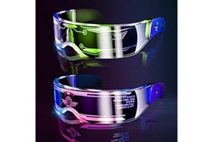 SILOM LED Visor Glasses, 2pcs LED Light Up Glasses Luminous Glasses LED Neon Glasses Party Flashing Glasses for Halloween Cosplay Bar Club Party Girl Boy Gift Party Glasses 7 Colors 5 Modes