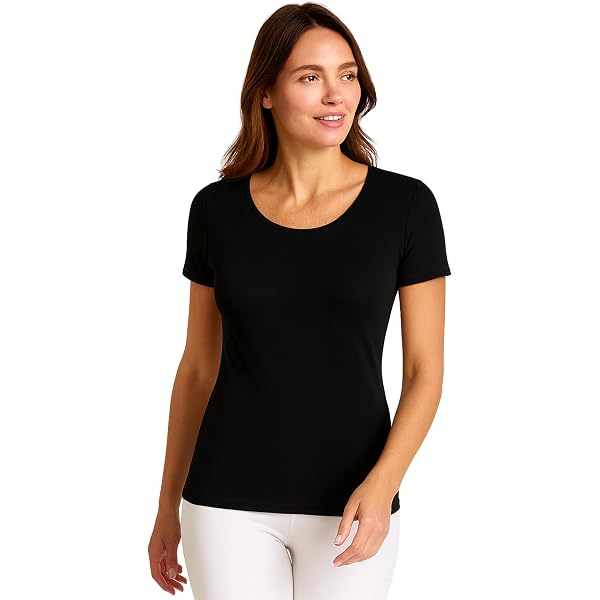 3 MAGLIE DONNA NOTTINGHAM IN COTONE INTERLOCK ART NUVOLA COL. E MIS. A SCELTA (5, NERO