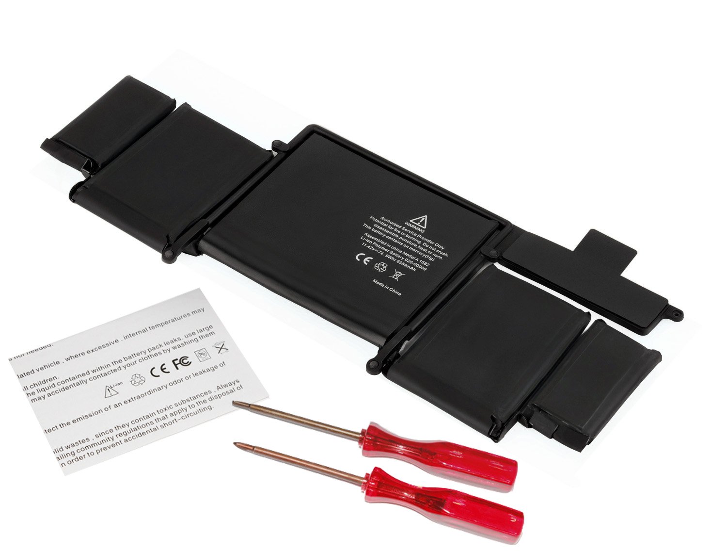 LIDUO A1582 Battery for MacBook Pro 13" Retina A1502 (2015 Version) + 2 Screwdrivers + 18 Months Warranty