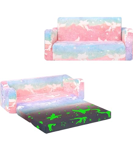 Materasso Da Pavimento Pieghevole Per Bambini RELAX4LIFE - Con Cuscino, Effetto Luminoso Al Buio, Per Bimbi 3+ Anni