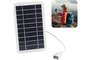 HUGFADS Pannello Solare Portatile da Viaggio 2W con Connettore USB 5V,Caricatore Solare per Cellulare, Power Bank, Attività all'Aperto,Impermeabile e Durevole