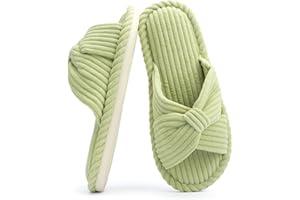Chantomoo Pantofole da Donna in Memory Foam per la Casa Camera da Letto Bagno spa Matrimonio Viaggio Ospedale Open Toe Velluto a Coste Pantofole Antiscivolo Accoglienti Confortevoli