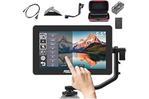 Feelworld F6 Plus +Battery + Charger +Carrying Case 5.5 Inch 3D LUT Touch Screen Field Monitor IPS FHD 1920x1080 Support 4K with Tilt Arm for DSLR Mirrorless Camera