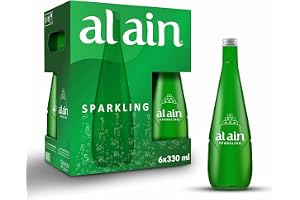 Al Ain Sparkling Water 330ml, Pack of 6 | Sparkling Water in a Contemporary and Elegant Glass, Al Ain Water Reusable Bottles