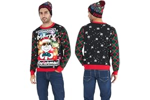 Belovecol unisex LED Light Up świąteczny brzydki sweter świąteczny zabawny sweter z dzianiny dla mężczyzn i kobiet