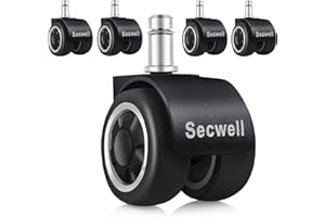 Secwell 5 pcs Ruedas Silla Oficina de Oficina (11mm/50mm) Ruedas de Repuesto Caster Silenciosas Ruedas para Suelo Duro Engrosadas