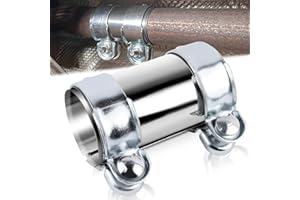 BSTDAYEVER Abrazadera Tubo Escape Conector de Tubo de Escape Doble 70x125mm Abrazadera Union Escapes Coche de Acero Inoxidable Manguito de Escapes Silenciador Adapta Mayoría Los Coches Motos