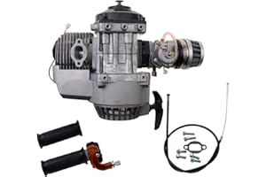 WOOSTAR 44mm Big Bore Cylinder with Recoil Starter with Carburetor and Air Filter Engine Kit Replacement for 2 Stroke 43cc 47cc 49cc 52cc Horizontal Engine Mini Pocket Bike Gas Moped Scooter