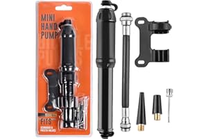 FARDAS Bike Pump, Aluminum Alloy Mini Portable Bicycle Tire Pump Compatible with Presta & Schrader Valves, High Pressure 100PSI Bike Tyre Pump Fast Tyre Inflation for Mountain Road Bike Ball Pump