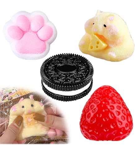 SSKHE Fufu Squishy Set - 4-teiliges Anti-Stress Spielzeug Mit Süßen Tier- Und Food-Designs
