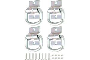 QWORK® 4 Pack Heavy Duty D-Rings Tie Down Anchors, Galvanized Steel Cargo Lashing Ring with Mounting Bracket and Screws for Trailers, Trucks, Boats, Kayak Securement