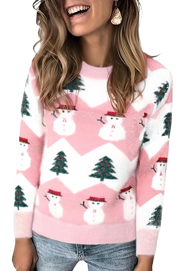 Pull De Noël Moche Femme - Sweat Polaire Rigolo Motif Renne, Coton Doux, Coupe Décontractée
