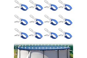 CUVZORA 12 Pièces Métalliques pour Couverture de Piscine, Clips de Fixation pour Bâche de Piscine, Pinces de Fixation avec Feuille de Protection, Convient aux piscines Hors Sol à parois rigides