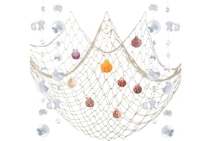 ZERODECO Fischernetz Deko, Natürliche Fischnetz Party Dekorationen für Marine Dekor Meerjungfrau Piraten Party Hochzeit Geburtstagsparty, Baumwolle Fischnetz mit Muscheln Blase Girlanden, Beige