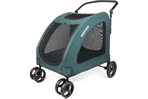VIRZEN Haustier-Kinderwagen – Hunde-Kinderwagen für mittelgroße Hunde und Katzen mit wendbarem Griff, leicht zu gehender Hunde-Kinderwagen um 360 Grad drehbar (Grün)