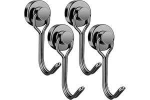 GGTTNRT Magnetic Hooks, 31Lb Magnet Hooks, Strong Magnetic Hooks for Fridge, Magnet Hooks for Hanging, Camping, Kitchen (Black, 4PCS)