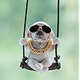 Rewop Cute Dog Car Hanging Accessories Swinging Dog Rear View Mirror Car Accessories for Car, Labrador Car Hanging Ornament Car Pendant Cute Car Accessories Gift Items for Men, Women, Couples (White)