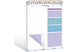 KMQOY To Do List Pad - Daily Planner Notepad 104 Pages Task Planner, 6.7" x 9.8" Double Sided Spiral Notebook with Checklist Productivity Planning Pad for Work Office Home-Purple
