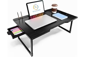 NILKAR Laptop Table Smart Multipurpose Foldable Laptop Table with Cup Holder, Study Table, Bed Table, Breakfast Table, Foldable and Portable/Ergonomic & Rounded Edges/Non-Slip Legs (COTTED Black)