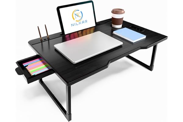 NILKAR Study Table Bed Table Premium Laptop Table/Foldable and Portable Wooden/Writing Desk for Office/Home/School (COTTED BL