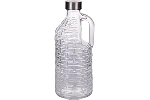 Villa d'Este Home Tivoli 1996 bouteille d'eau 1l en verre avec poignée, bouchon en plastique PP et acier inoxydable, cristal de lune