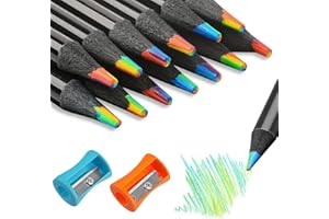 BMHNQ 13 Stück Regenbogenstift,7 In 1 Regenbogen Buntstifte,Buntstifte Kinder, Farbstifte Mit 2 Spitzer,Holzstifte Farbstifte Set Für Skizzieren, Zeichnen, Ausmalen,Regenbogenstift,Regenbogenstifte Kinder