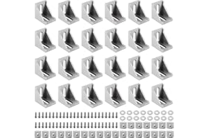 JMIATRY 24 piezas de escuadras metalicas, material de fijación angular, perfil de aluminio M6 30 x 30, aluminio ángulo de 90 grados para perfil de puntales, impresora 3D, proyectos de bricolaje