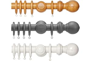 RTS RUFF & TUFF STUFF BUILD TO LAST RTS Wooden Curtain Pole – Fixed Length Door Curtain Pole – Premium Quality Bay Window Curtain Pole, Curtain Pole for Doors, Windows and Eyelet Curtains (Grey, 240 cm)