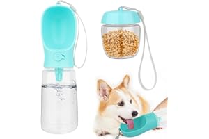 RISVOWO Bouteille d'eau portable 2 en 1 pour chien, 550 ml, sans BPA, pour promenade quotidienne, marche, voyage (bleu)