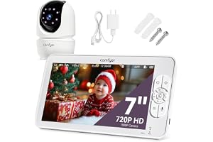 Comfyer BM01 Babymonitor med 1080P kamera, 7-tums 720P HD-skärm, utan Wi-Fi, 6000 mAh batteri, IR-nattseende, vidvinkel, 2-vägs ljud, VOX-läge, 300 m räckvidd.