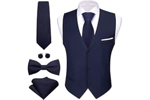 Barry.Wang Completo formale da uomo gilet con scollo a V Slim Fit casual tinta unita gilet cravatta papillon set per festa di nozze abito smoking