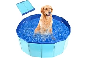 MAIROX Hunde Pool, Hunde Planschbecken, Faltbarer Pool für Hund und Katze, Hundebadewanne, Hundepool Klein, Hundepool fur Große Hunde, Bademuschel für Hunde mit Wasserablassventil (60 x 20 cm)