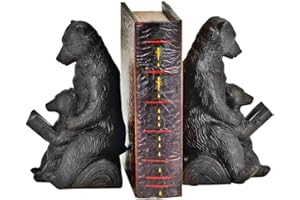 Bellaa 25679 Vintage-Buchstützen mit Grizzlybär, Mutter und Junge, für Kinder, Lese-Buchstütze, Schreibtisch, Bücherregal, Bücherregale, Stopper, Unterstützung, Hütte, Dschungel, Tier, Bauernhaus,
