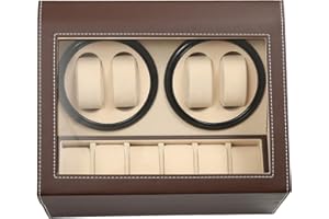 awolsrgiop Scatola di caricaorologi automatica, 4 + 6 orologi, colore marrone, marrone