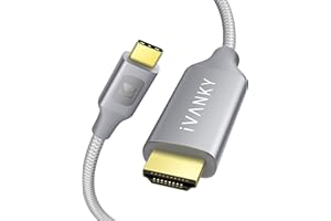 IVANKY Câble USB C vers HDMI - 2 m - 4 K @ 60 Hz - Type C vers HDMI - Compatible avec MacBook Pro/Air, iPad Pro, Galaxy, Microsoft Surface Book 2 et plus - Gris froid