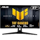 ASUS TUF GAMING VG27AQ5A 27 FAST IPS 2560x1440 0.3ms 210Hz 300cd DP HDMI USB مكبر صوت VESA 3YEAR EYECARE،خالي من الوميض، منخفض M