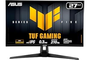 ‎ASUS ASUS TUF Gaming VG27AQ5A QHD Monitor (27 Zoll, 2560 x 1440, 210Hz (OC), Fast IPS, ELMB Sync, 0,3ms Reaktionszeit, Lautsprecher, HDMI, DisplayPort, Gaming AI)