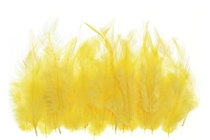 PATIKIL 3-6 Inch Saddle Hackle Rooster Feather, 50 Pcs Bulk Natural Feathers Fluffy Craft Feathers for Dream Catcher Earrings Pendant, Yellow