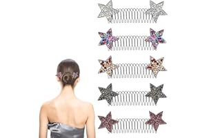LARFRAECY Hair Comb 5PCS Rhinestone Star Hair Comb,Chopped Hair Organiser,Invisible Back of Head Hair Plate,Girl's Hair Comb,Headband for Women Girls